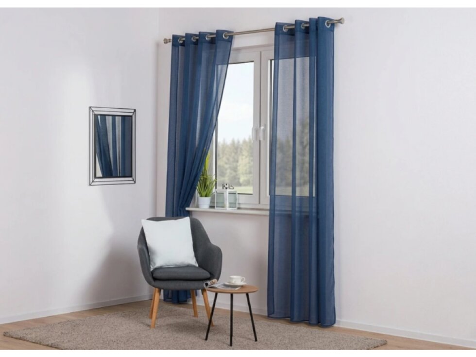 Dekorační dlouhá záclona s kroužky SOFIA modrá 140x260 cm (cena za 1 kus) MyBestHome