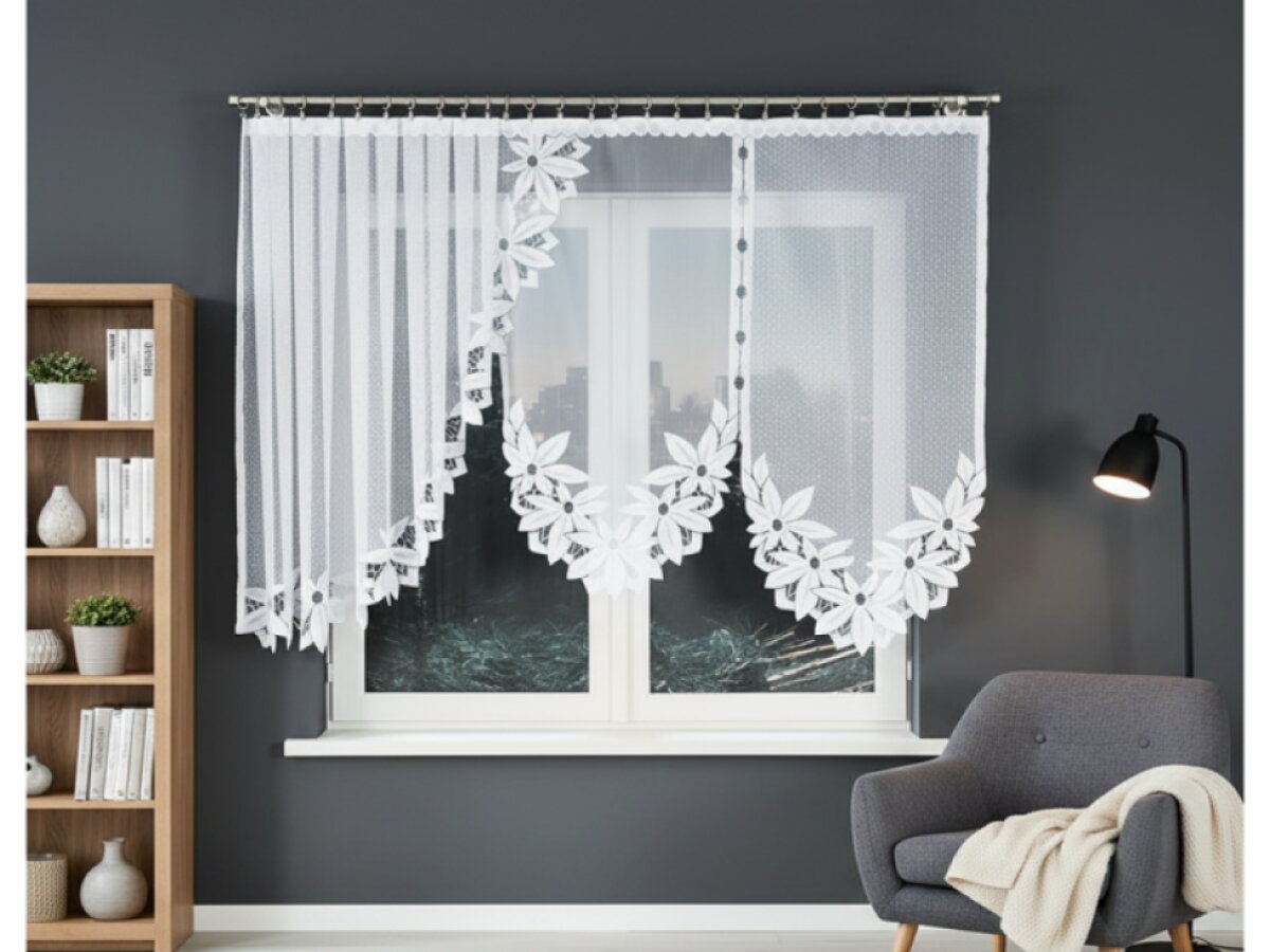 Dekorační oblouková krátká záclona na žabky JADWIGA 160 bílá 300x160 cm MyBestHome
