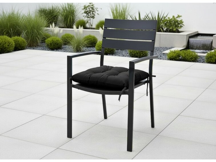 Zahradní prošívaný podsedák na židli JACOB color 01 černá 45x45 cm Mybesthome