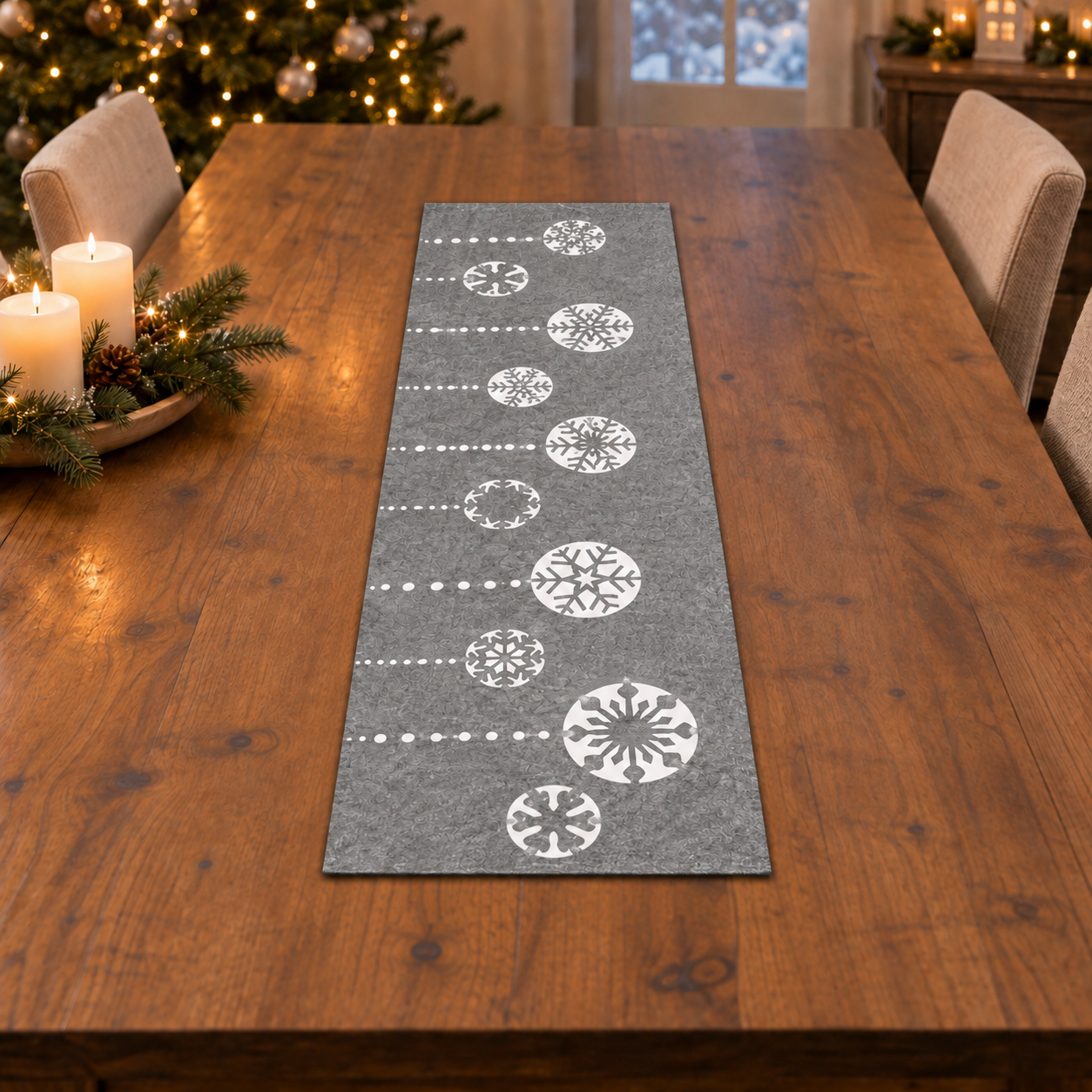 Vánoční běhoun na stůl CHRISTMAS I. šedá 30x100 cm
