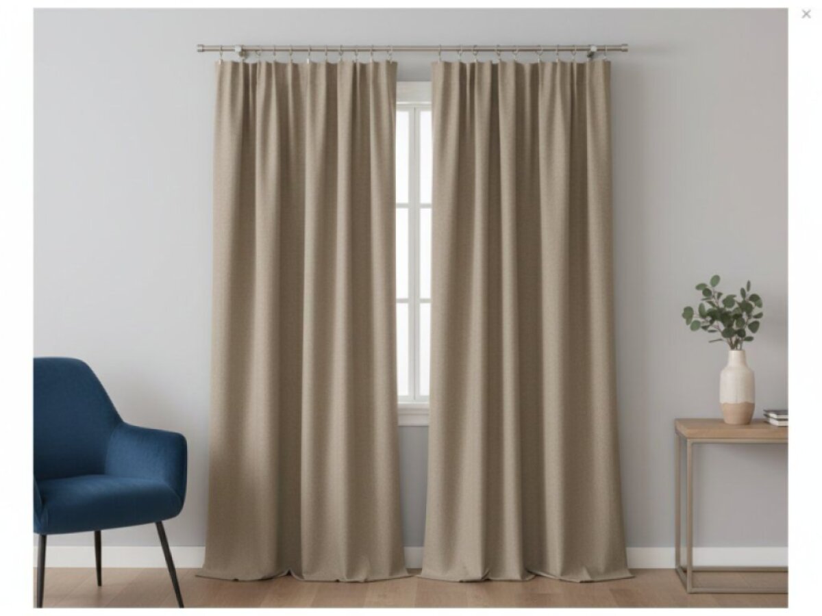 Dekorační zatemňující závěs SUPER BLACKOUT TAPE s řasící páskou béžová I. color 205 (cena za 1 kus) 140x250 cm 100% stínění Mybesthome