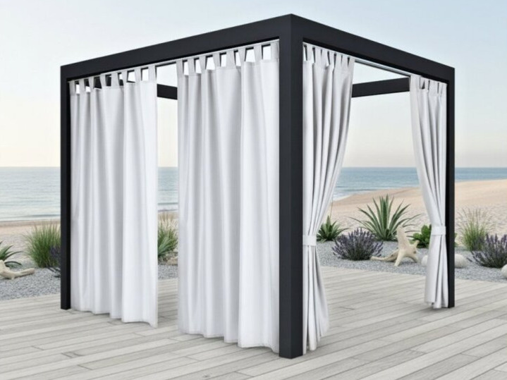 Venkovní zahradní závěs s poutky PORTO bílá 10 různé rozměry Mybesthome