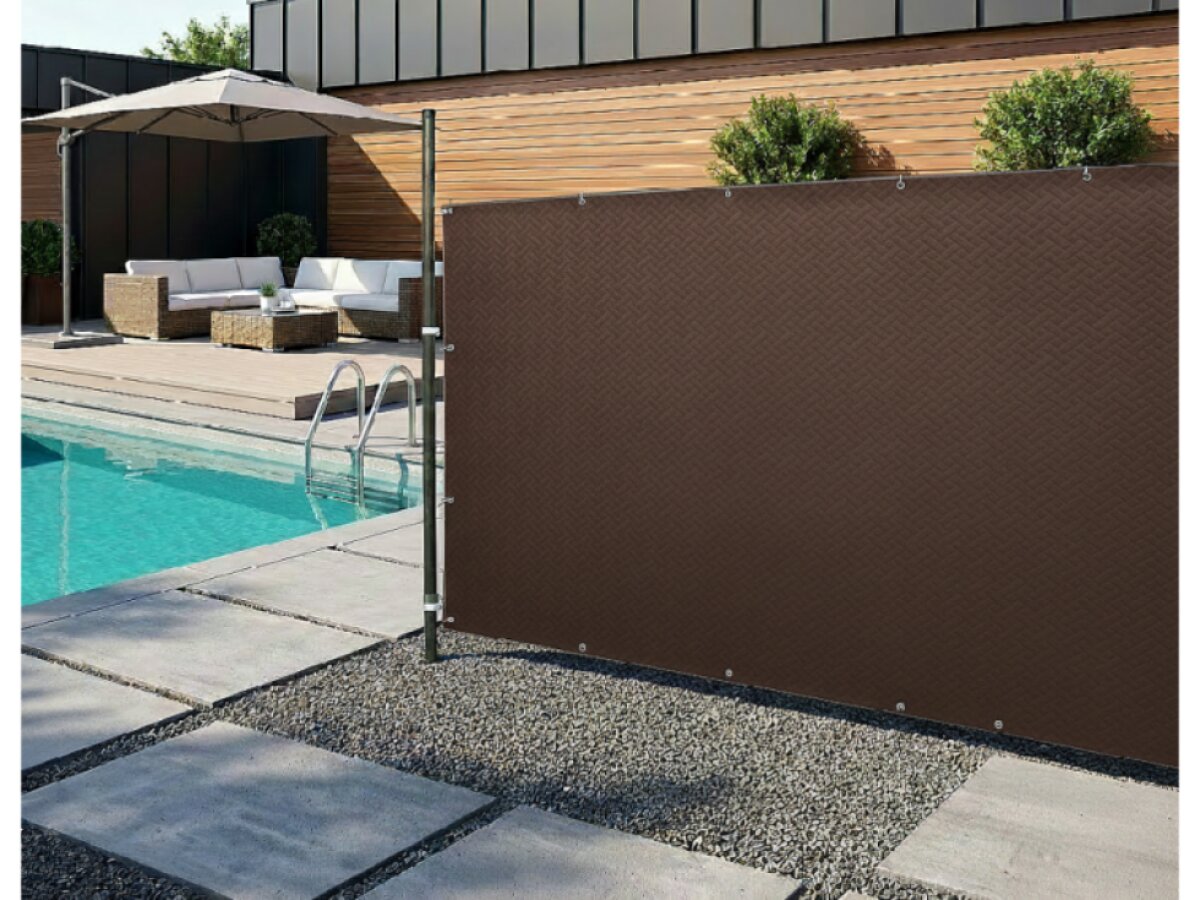Stínící plotová zástěna 1,5x2,5 m PREMIUM, ratanový vzor hnědá, 240g/m2 MyBestHome