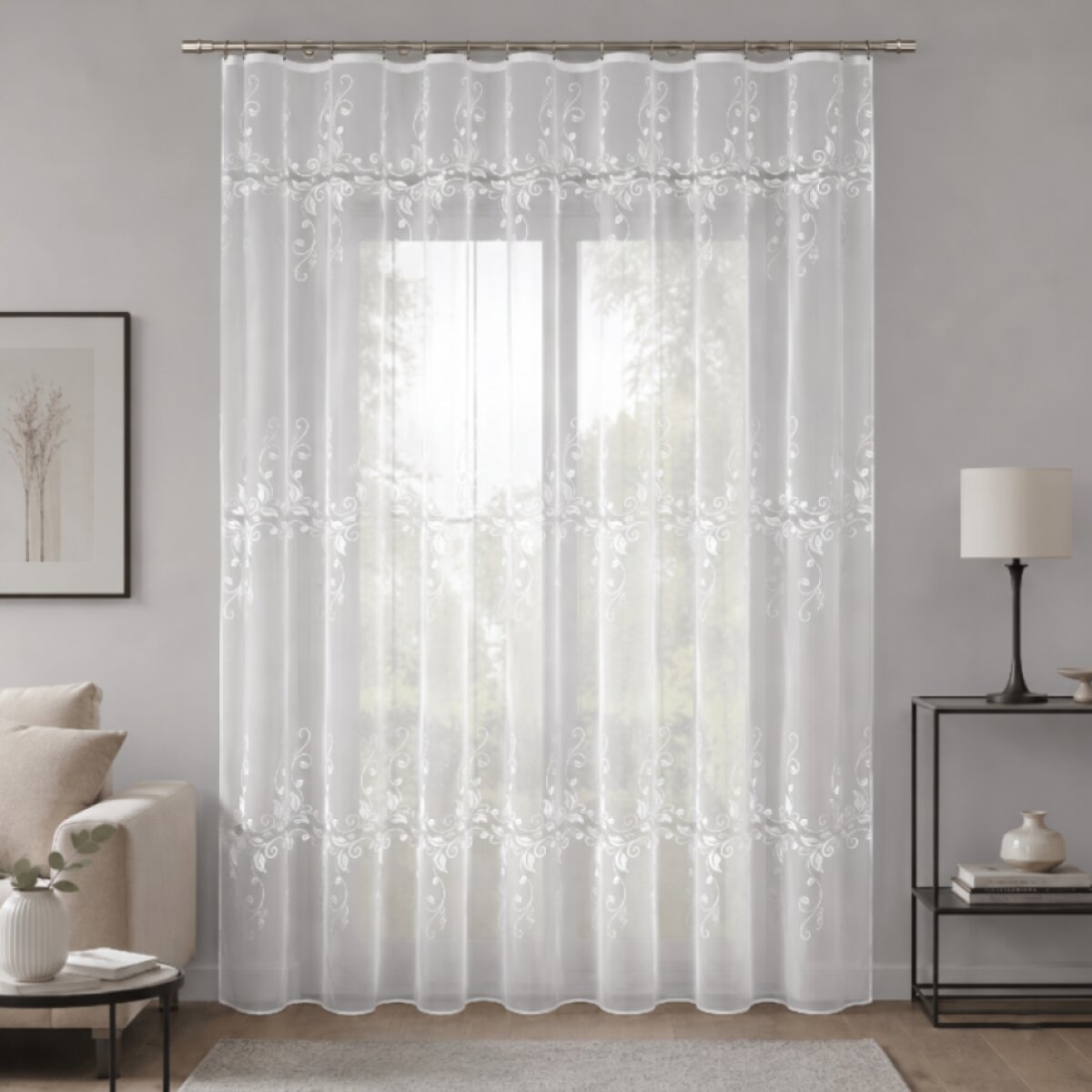 Dekorační žakárová záclona s řasící páskou KAMILA 250 bílá 200x250 cm MyBestHome