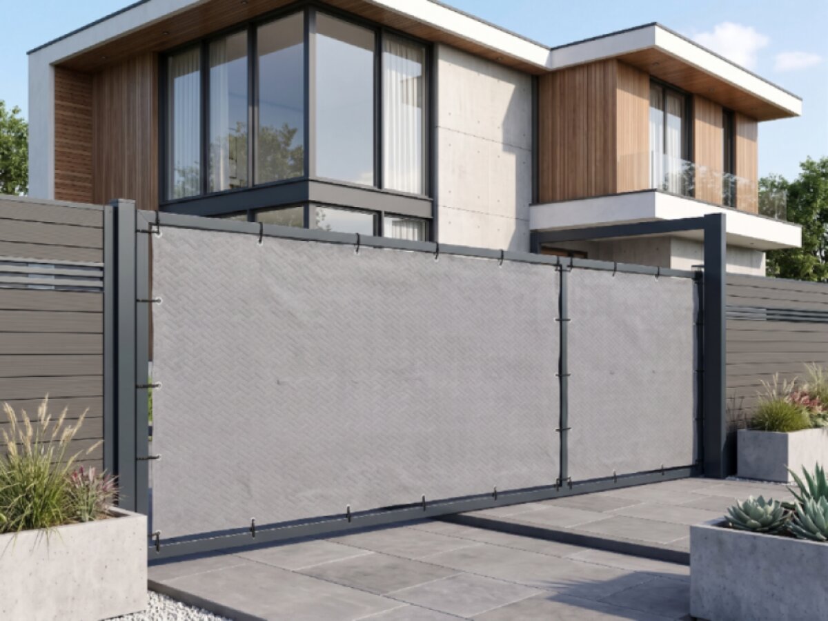 Stínící plotová zástěna 1,2x5 m PREMIUM, ratanový vzor šedá, 240g/m2 MyBestHome