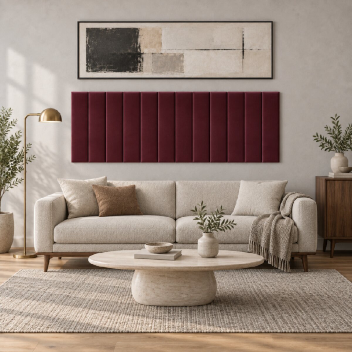 Čalouněný nástěnný panel různé rozměry x šířka 20 cm vínová obdélník MyBestHome