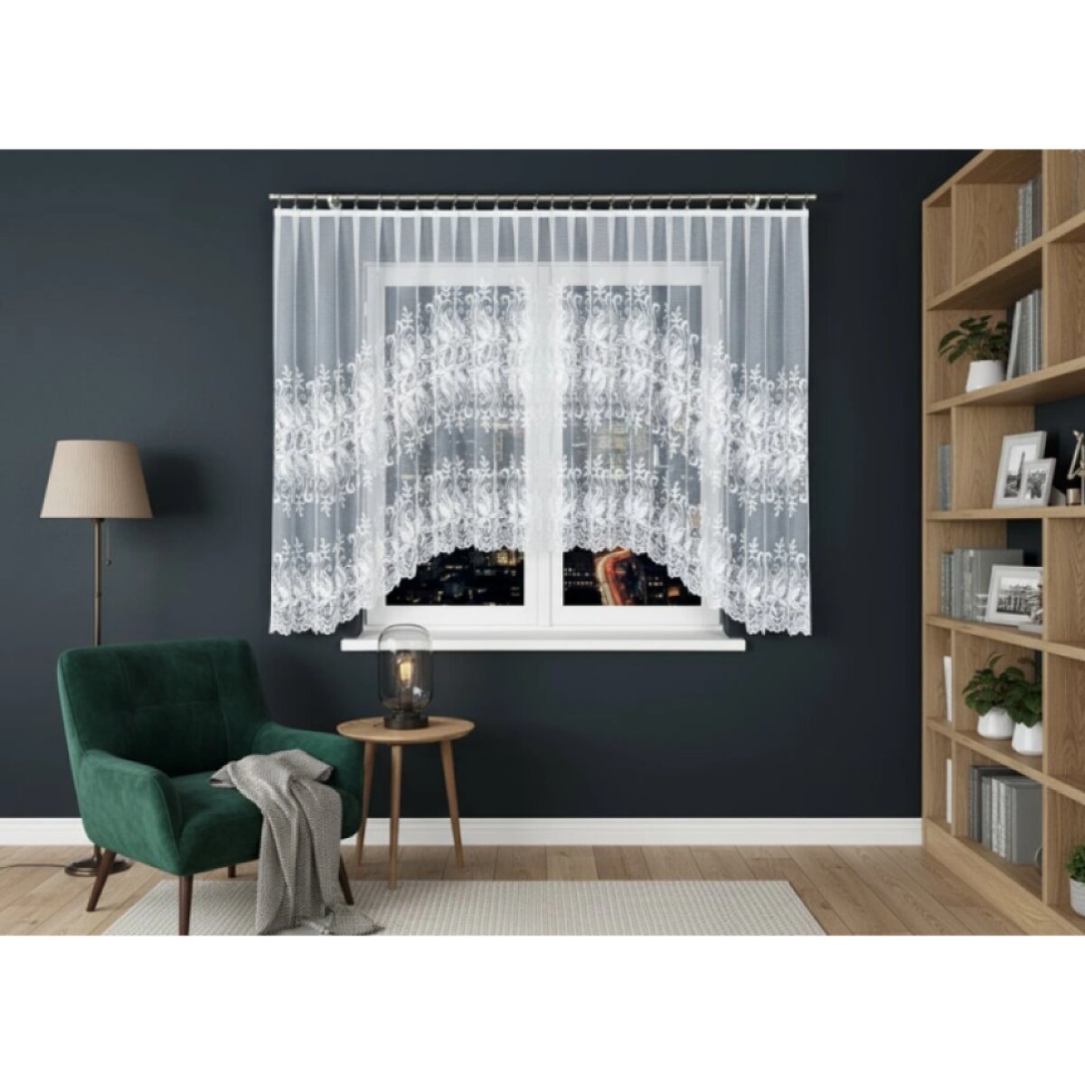 Oblouková žakárová záclona na žabky KASJANA 400x160 cm