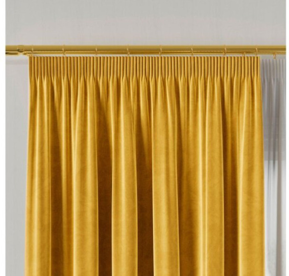 Dekorační krátký závěs s řasící páskou VALMI 140x160 cm color 019 mustard/hořčicová (cena za 1 kus) MyBestHome