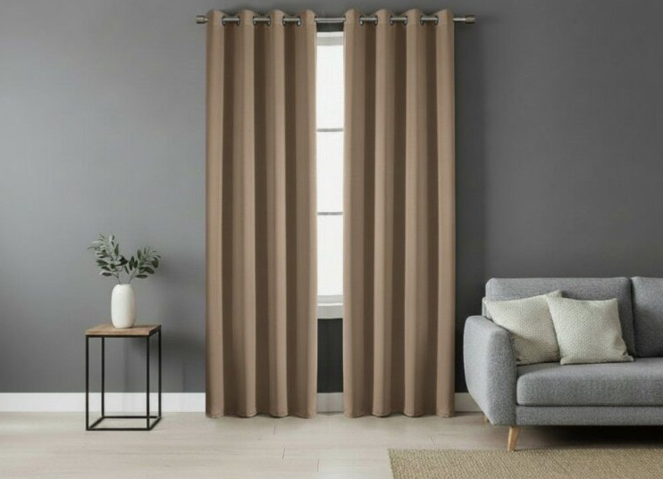 Zatemňovací závěs s kroužky "BLACKOUT" SIERRA 135x250 cm cappuccino (cena za 1 kus) MyBestHome