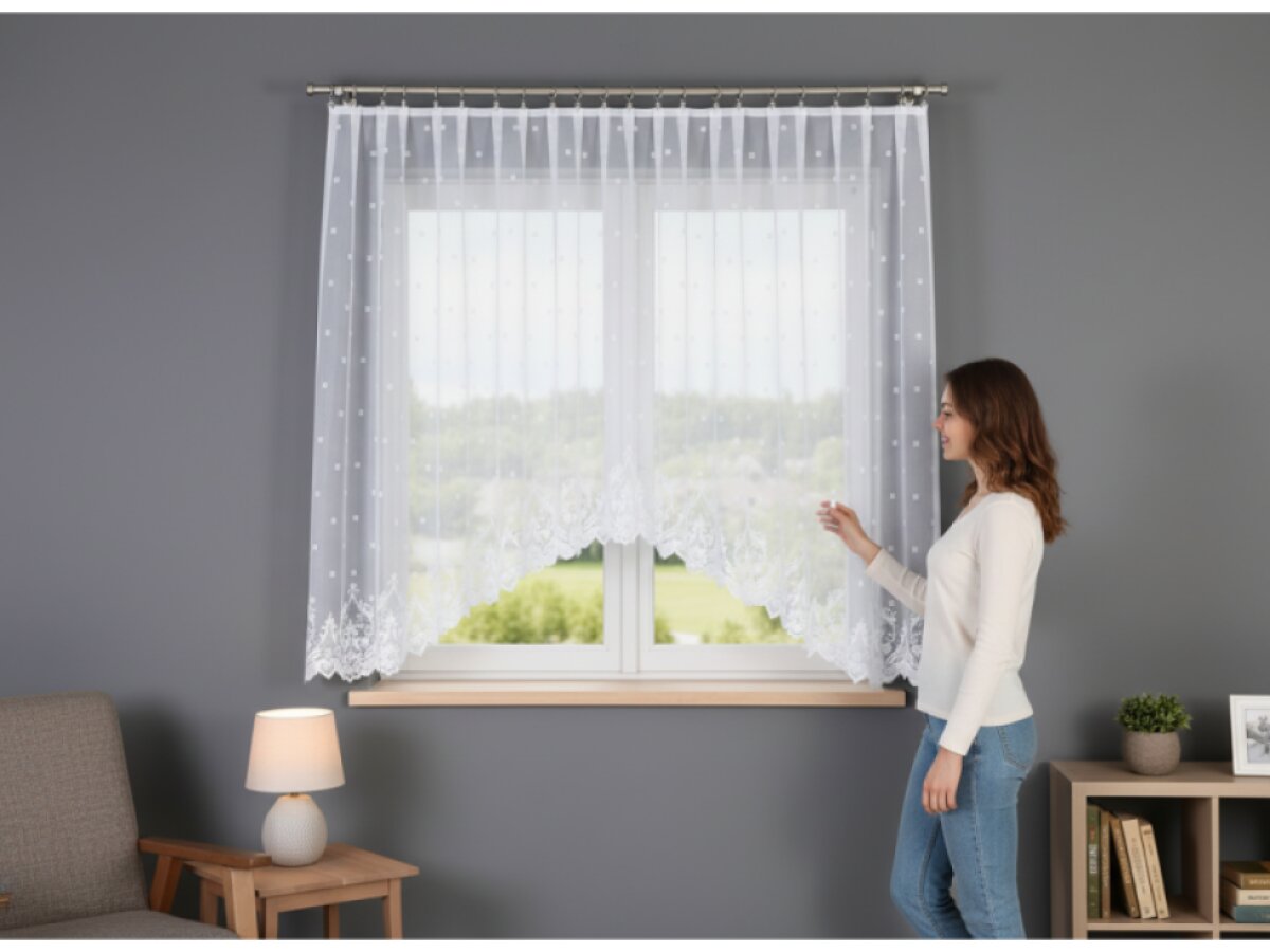 Dekorační oblouková krátká záclona na žabky STEFANIA 160 bílá 300x160 cm MyBestHome