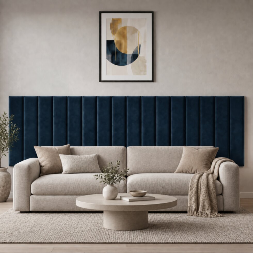 Čalouněný nástěnný panel různé rozměry x šířka 20 cm tmavě modrá obdélník MyBestHome