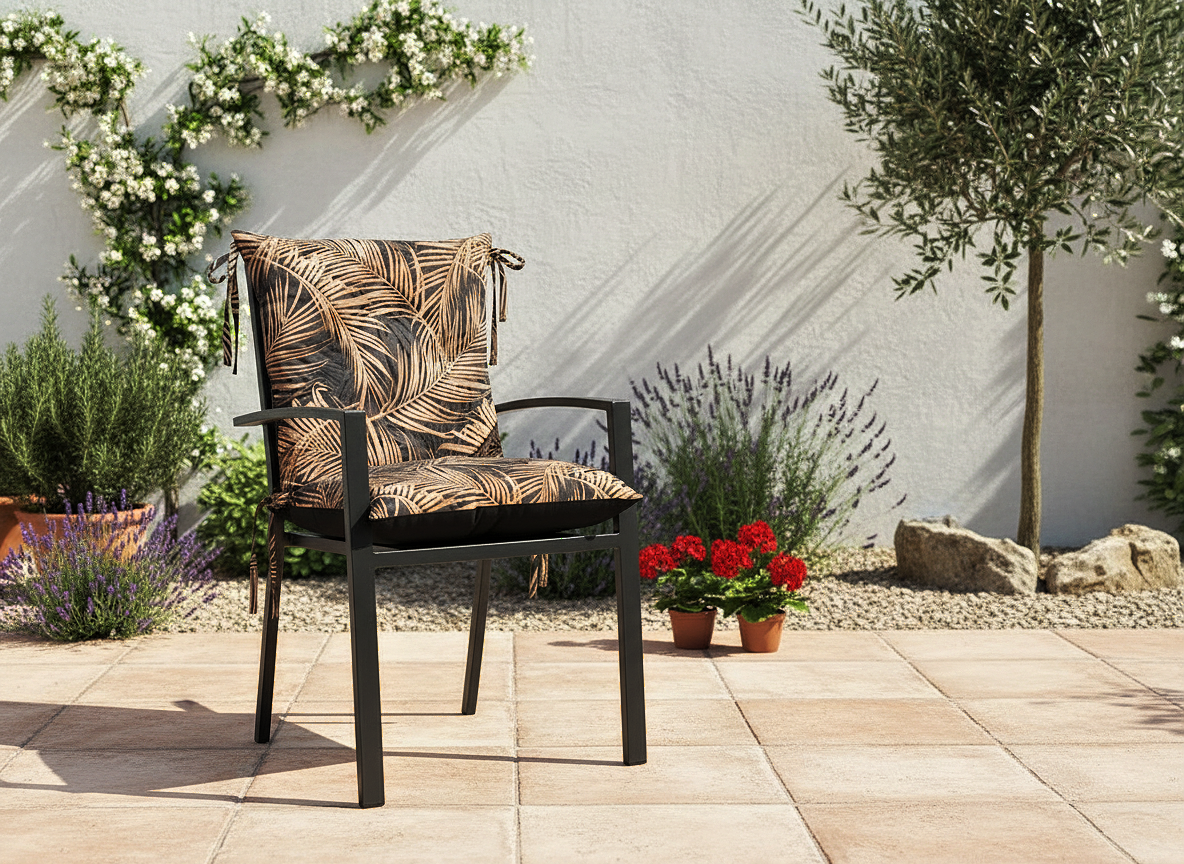 Zahradní prošívaný podsedák na židli s opěrkou OSCAR vzor 138 50x50x50 cm Mybesthome