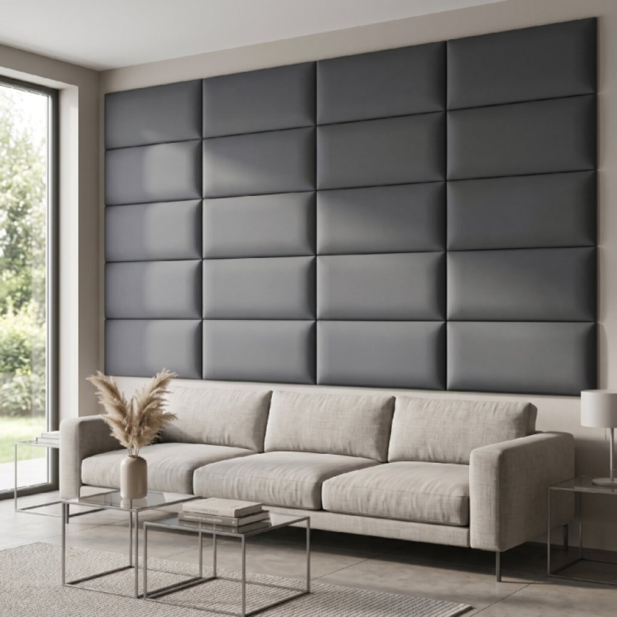 Čalouněný nástěnný panel různé rozměry x šířka 30 cm šedá obdélník MyBestHome