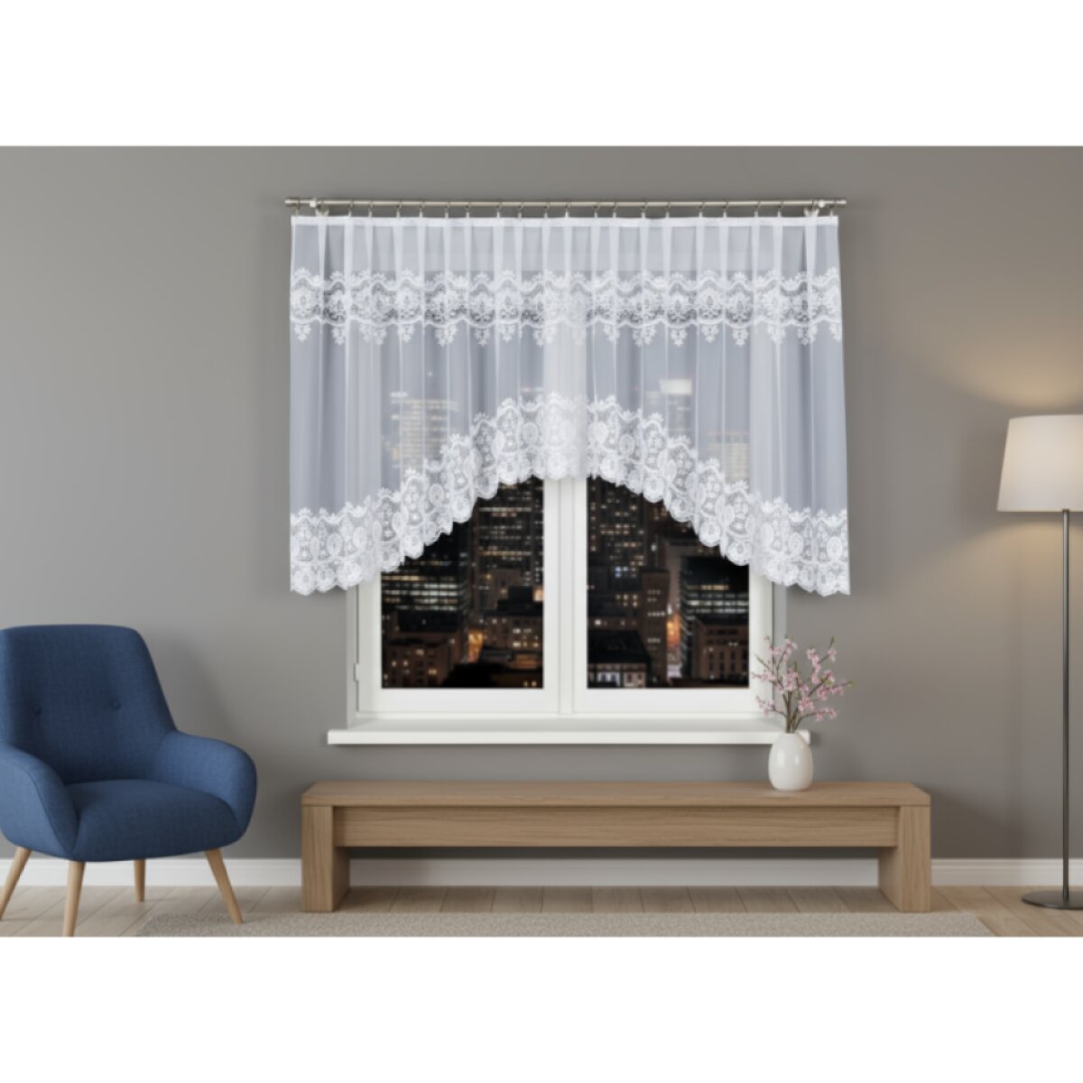 Dekorační krátká vzorovaná záclona na žabky DARIA 120 bílá 300x120 cm MyBestHome