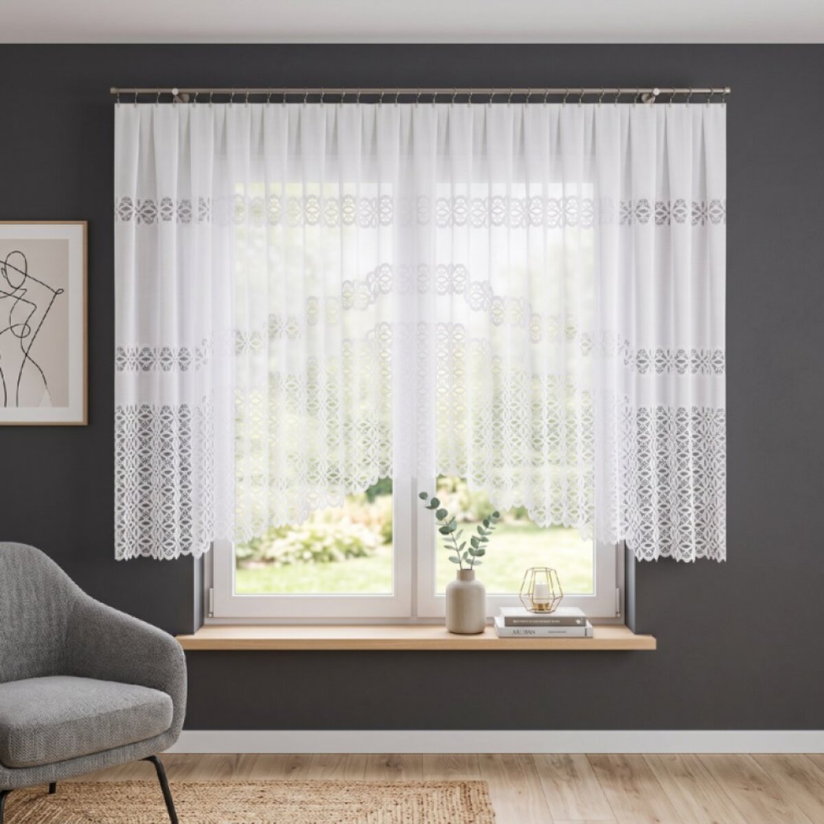 Dekorační oblouková krátká záclona na žabky ADRIANNA 450x160 cm MyBestHome