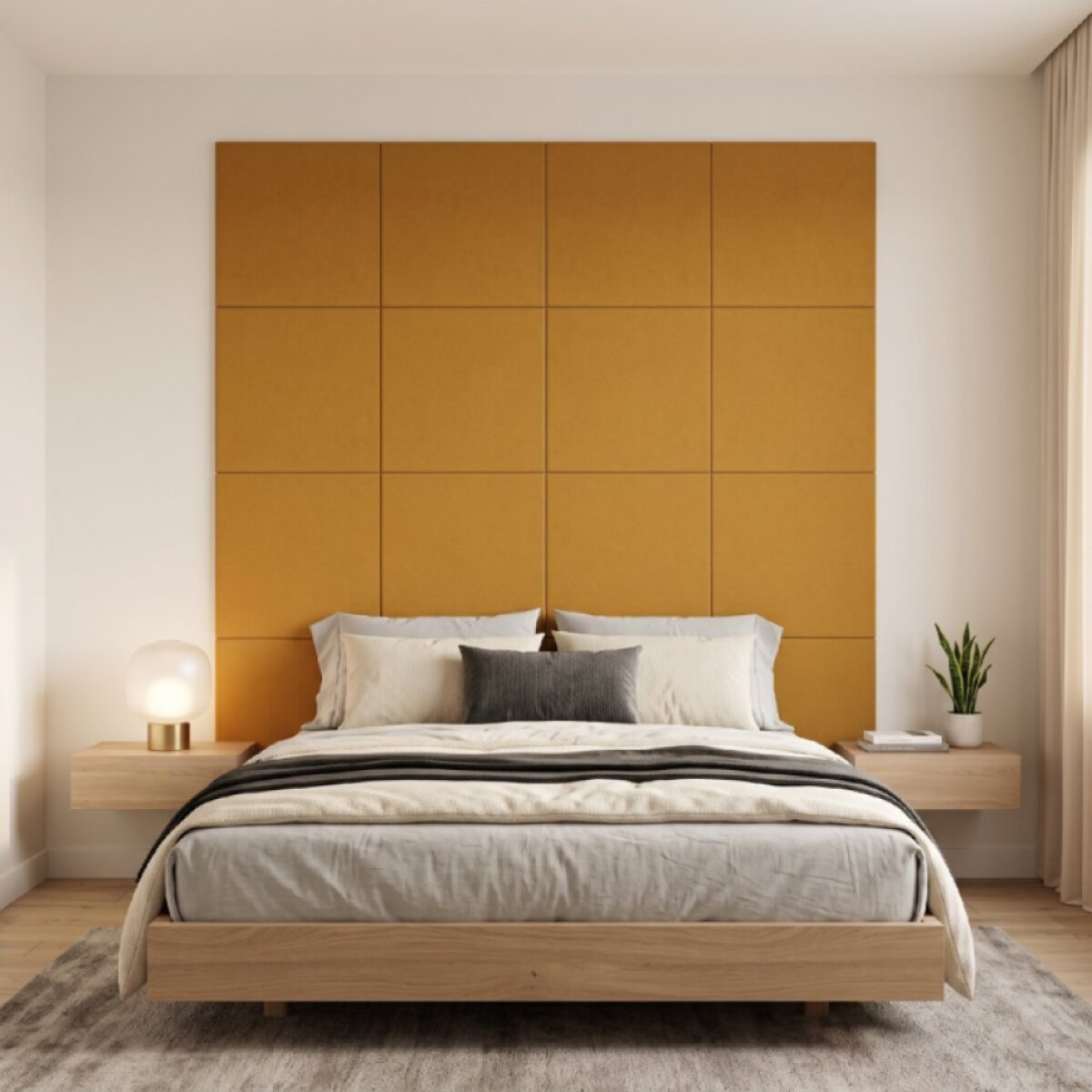 Čalouněný nástěnný panel různé rozměry mustard/hořčicová čtverec MyBestHome