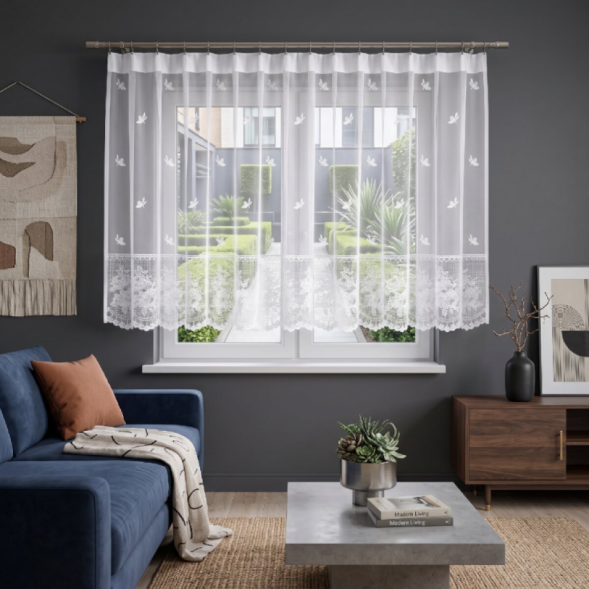 Dekorační žakárová záclona s řasící páskou RAMSES 120 bílá 300x120 cm MyBestHome