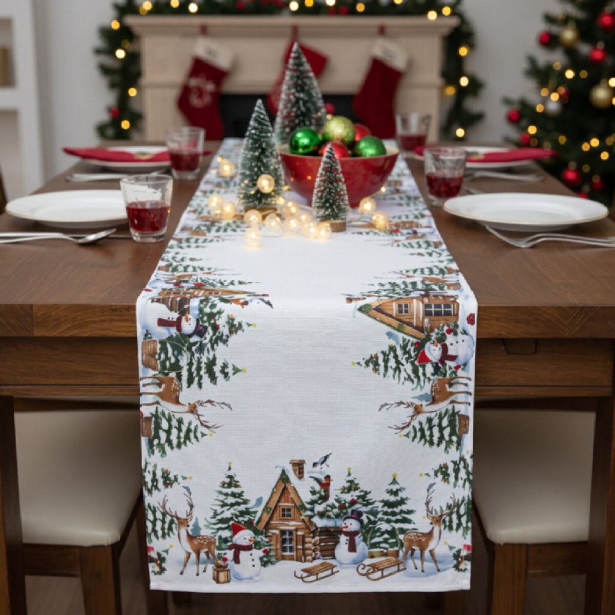 Vánoční běhoun na stůl CHRISTMAS WOOD 40x140 cm
