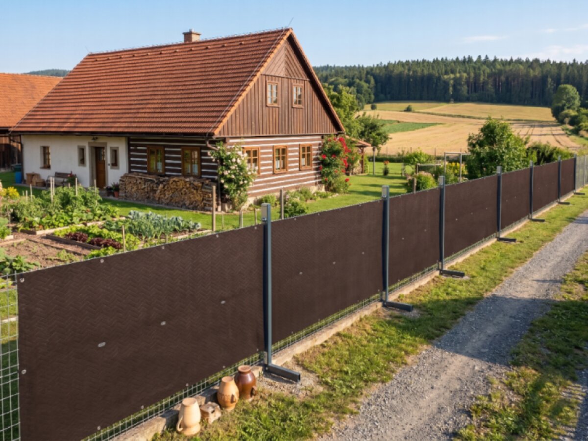 Stínící plotová zástěna 1,5x2,5 m PREMIUM, ratanový vzor hnědá, 240g/m2 MyBestHome