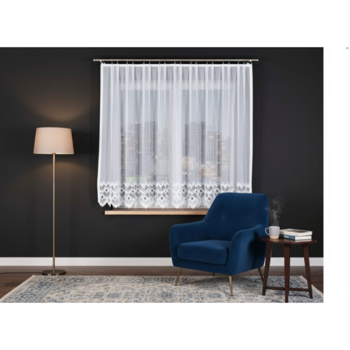 Dekorační krátká vzorovaná záclona na žabky FELICJA LINE 300x160 cm MyBestHome