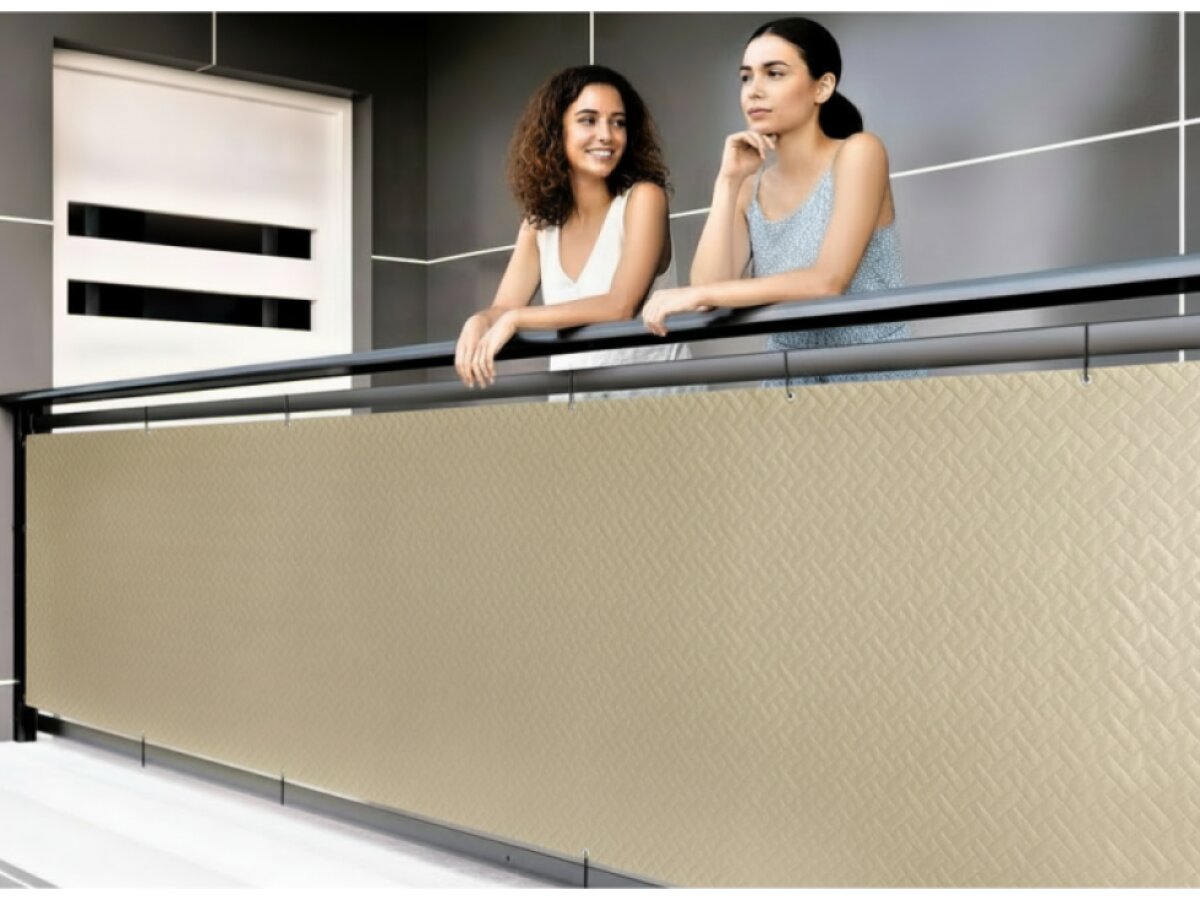 Balkonová zástěna PREMIUM výška 100 cm, šířka různé rozměry ratanový vzor béžová, 240g/m2 MyBestHome