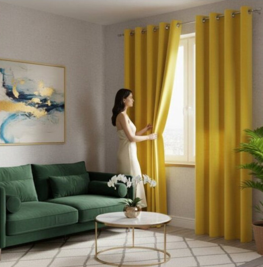 Dekorační velvet závěs s kroužky VALENTINO 009 žlutá 140x250 cm (cena za 1 kus) MyBestHome