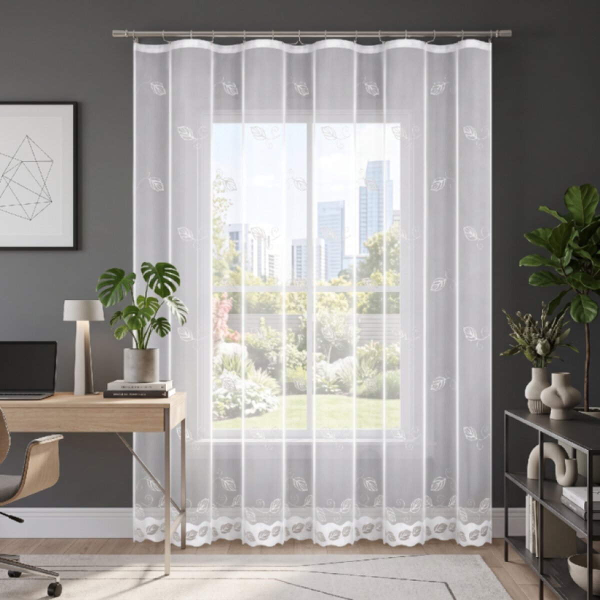 Dekorační žakárová záclona s řasící páskou HELLEN 250 bílá 300x250 cm MyBestHome