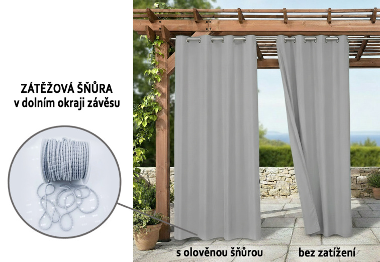 Venkovní zahradní závěs s kroužky MONTANA color 17 světle béžová, různé rozměry MyBestHome