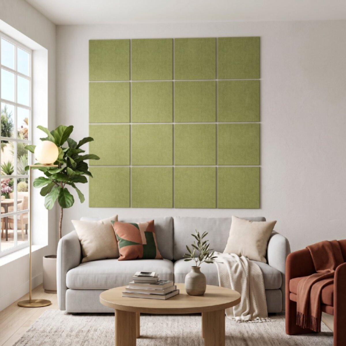 Dekorativní filcový nástěnný panel CROSS zelená 40x40 cm čtverec - Cena za 2 kusy v balení
