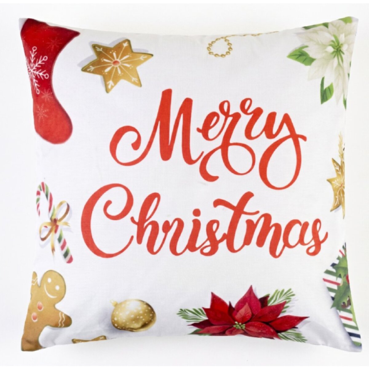 Vánoční povlak na polštář MERRY CHRISTMAS bílá motiv B 40x40 cm