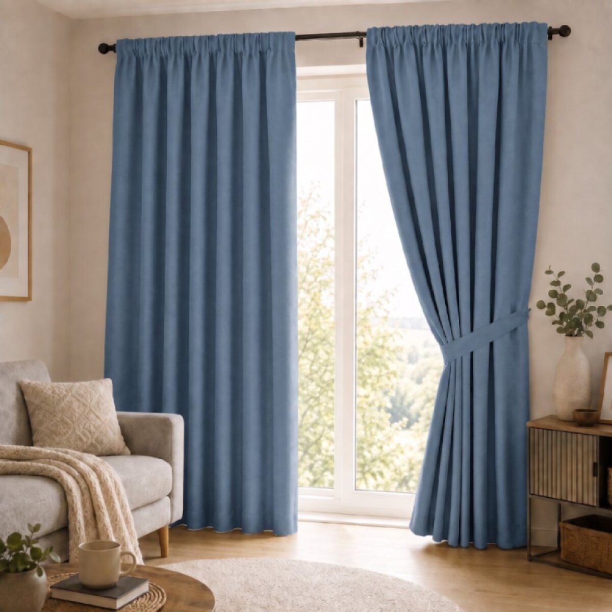 100% zatemňující závěs 140×250 cm SUPER BLACKOUT modrý 019 s řasící páskou