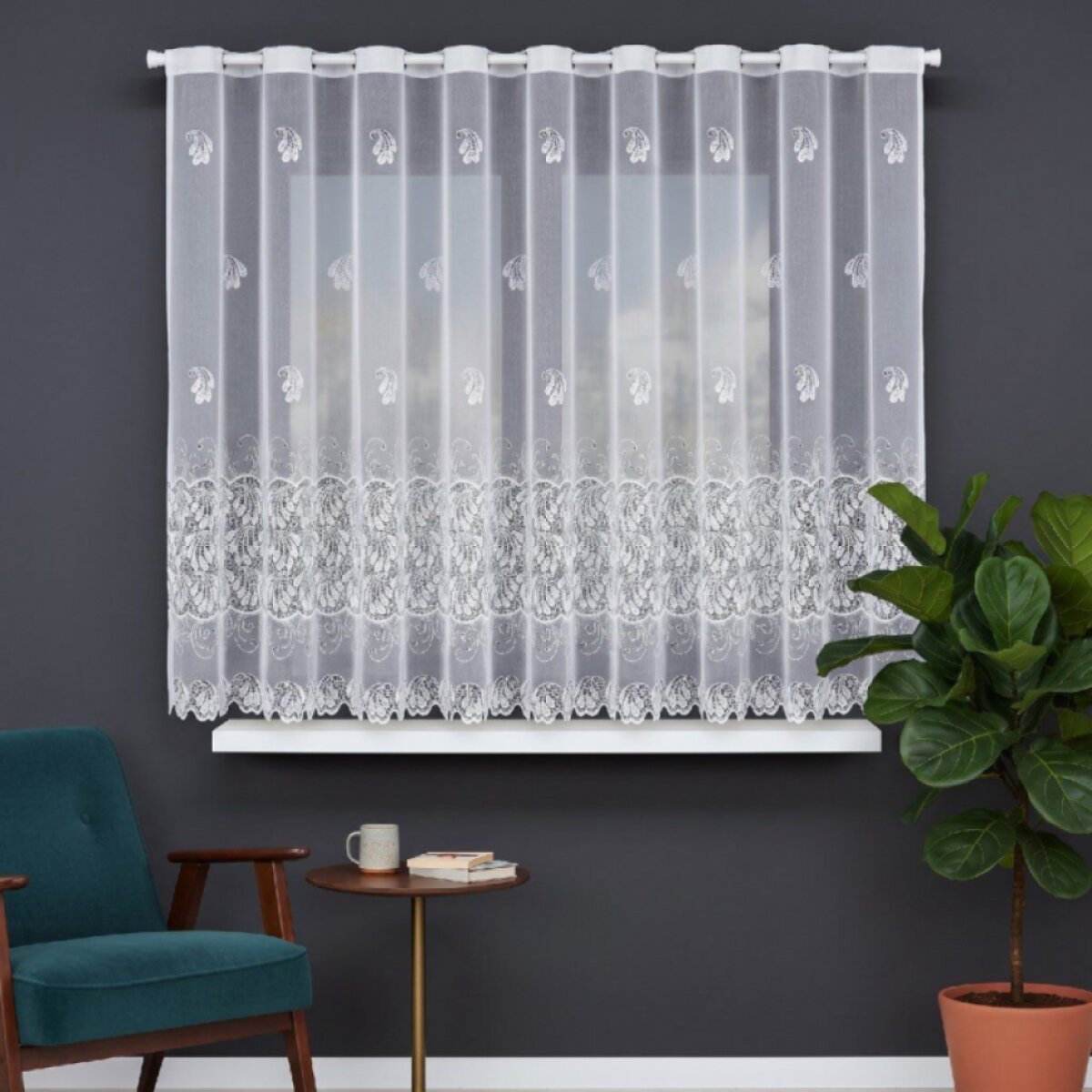 Dekorační žakárová záclona s řasící páskou LUSYA 160 bílá 300x160 cm MyBestHome