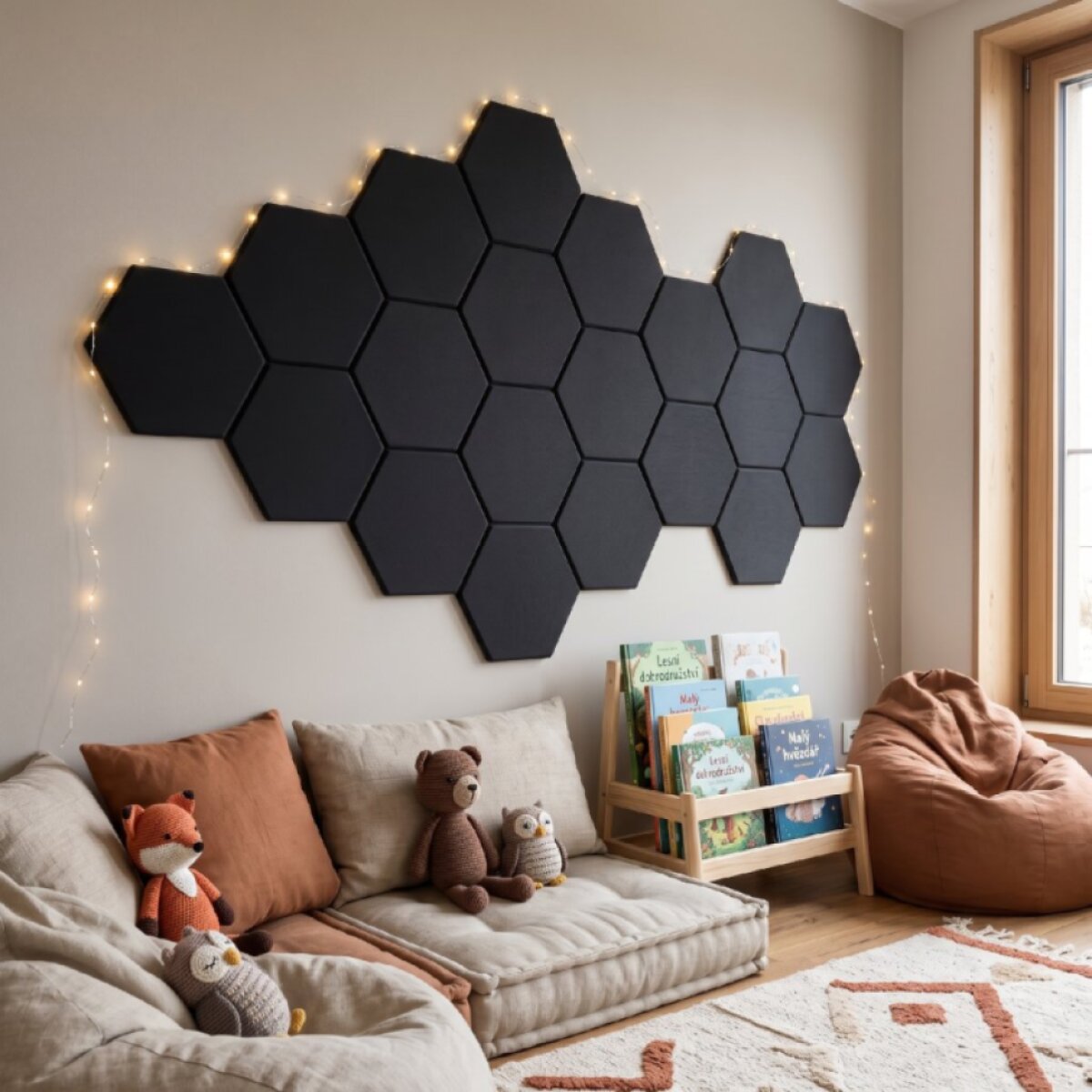 Čalouněný nástěnný panel HEXAGON více rozměrů grafitová MyBestHome
