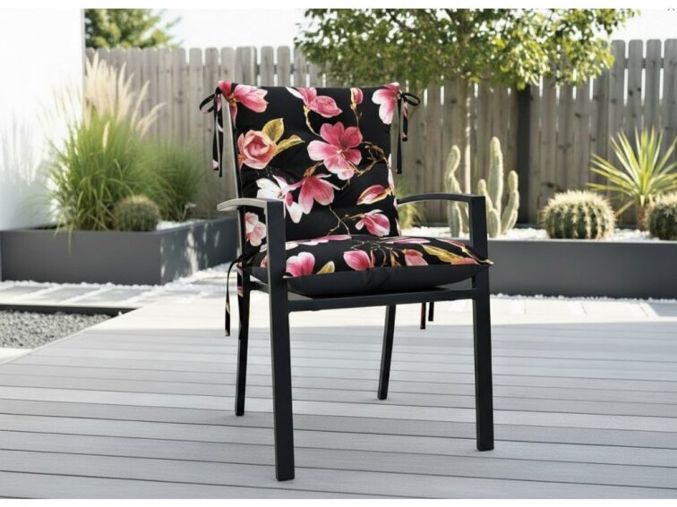 Zahradní prošívaný podsedák na židli s opěrkou OSCAR vzor 65 50x50x50 cm Mybesthome