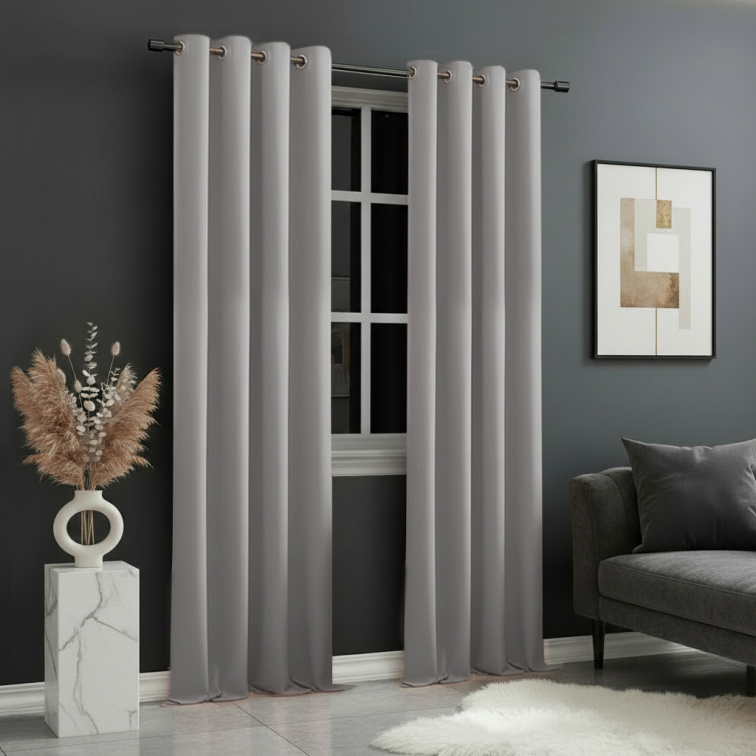 Dekorační dlouhý jednobarevný závěs s kroužky EASY TOP světle šedá 1x140x250 cm (cena za 1 kus) MyBestHome