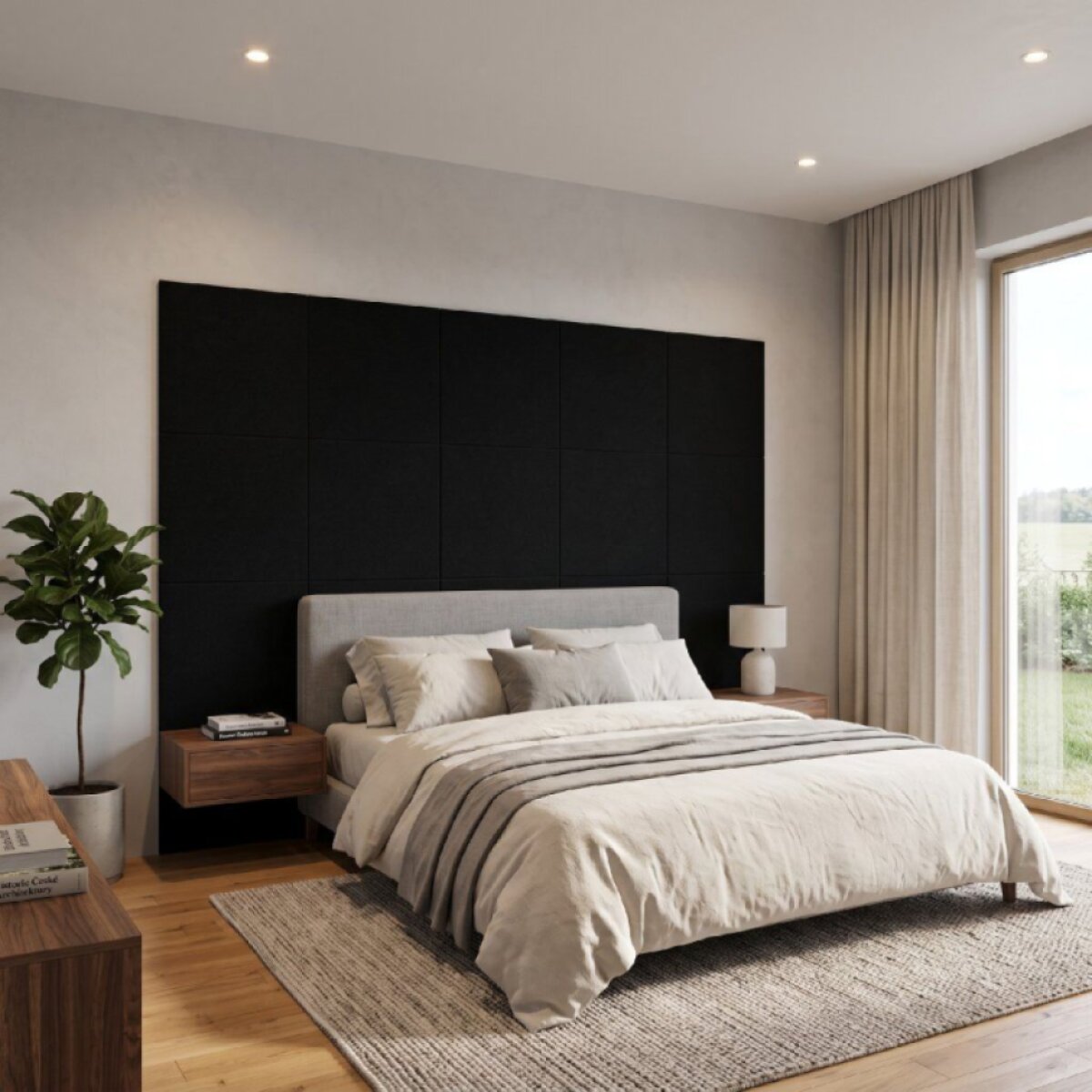 Čalouněný nástěnný panel různé rozměry černá čtverec MyBestHome