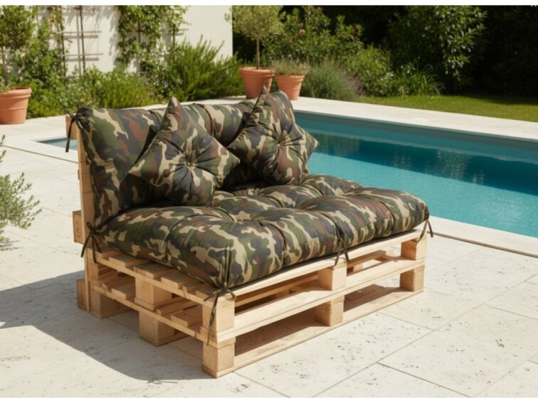 Polstr CARLOS color 98 khaki, sedák 120x80 cm, opěrka 120x40 cm, paletové prošívané sezení Mybesthome