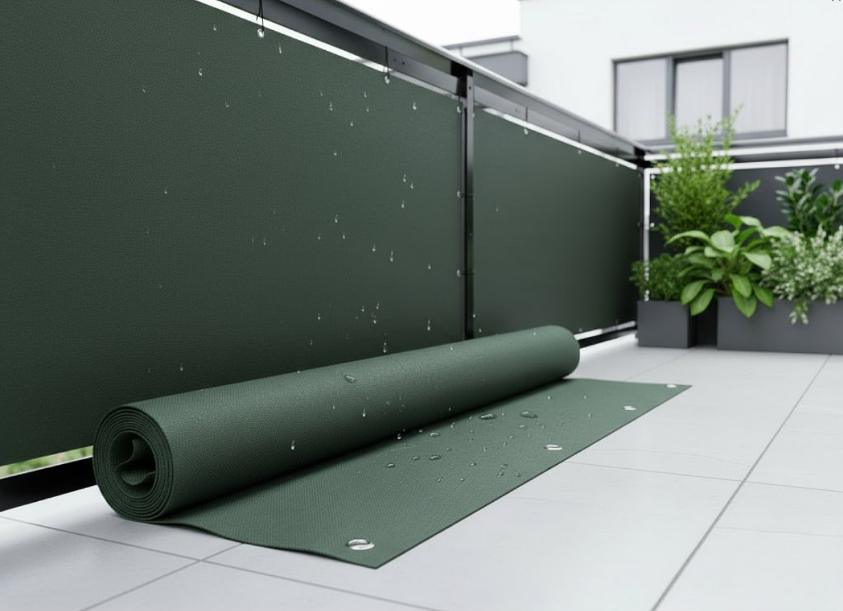 Balkonová zástěna OSLO zelená, výška 90 cm, šířka 700 cm rozteč 25 cm MyBestHome