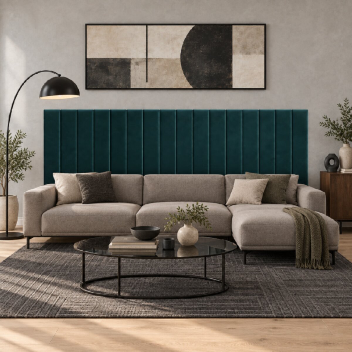Čalouněný nástěnný panel různé rozměry x šířka 20 cm tmavě tyrkysová obdélník MyBestHome
