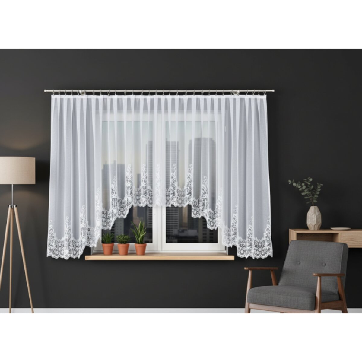 Dekorační oblouková krátká záclona na žabky BERENIKA 400x160 cm MyBestHome