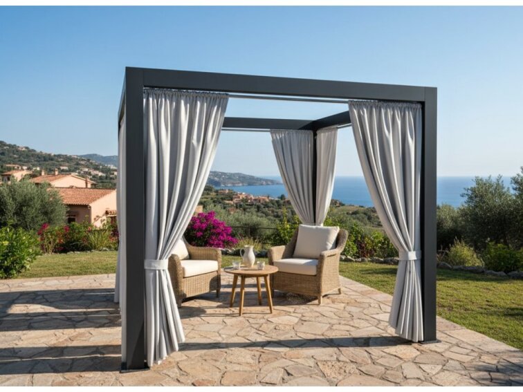 Venkovní zahradní závěs s tunýlkem BOGOTA světle šedá 01 různé rozměry MyBestHome