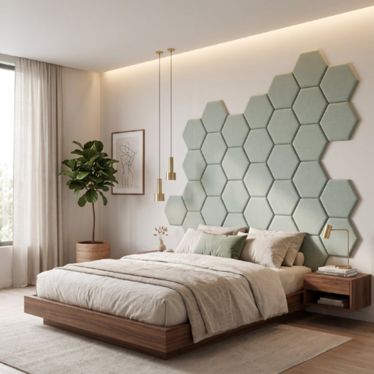 Čalouněný nástěnný panel HEXAGON více rozměrů mátová MyBestHome