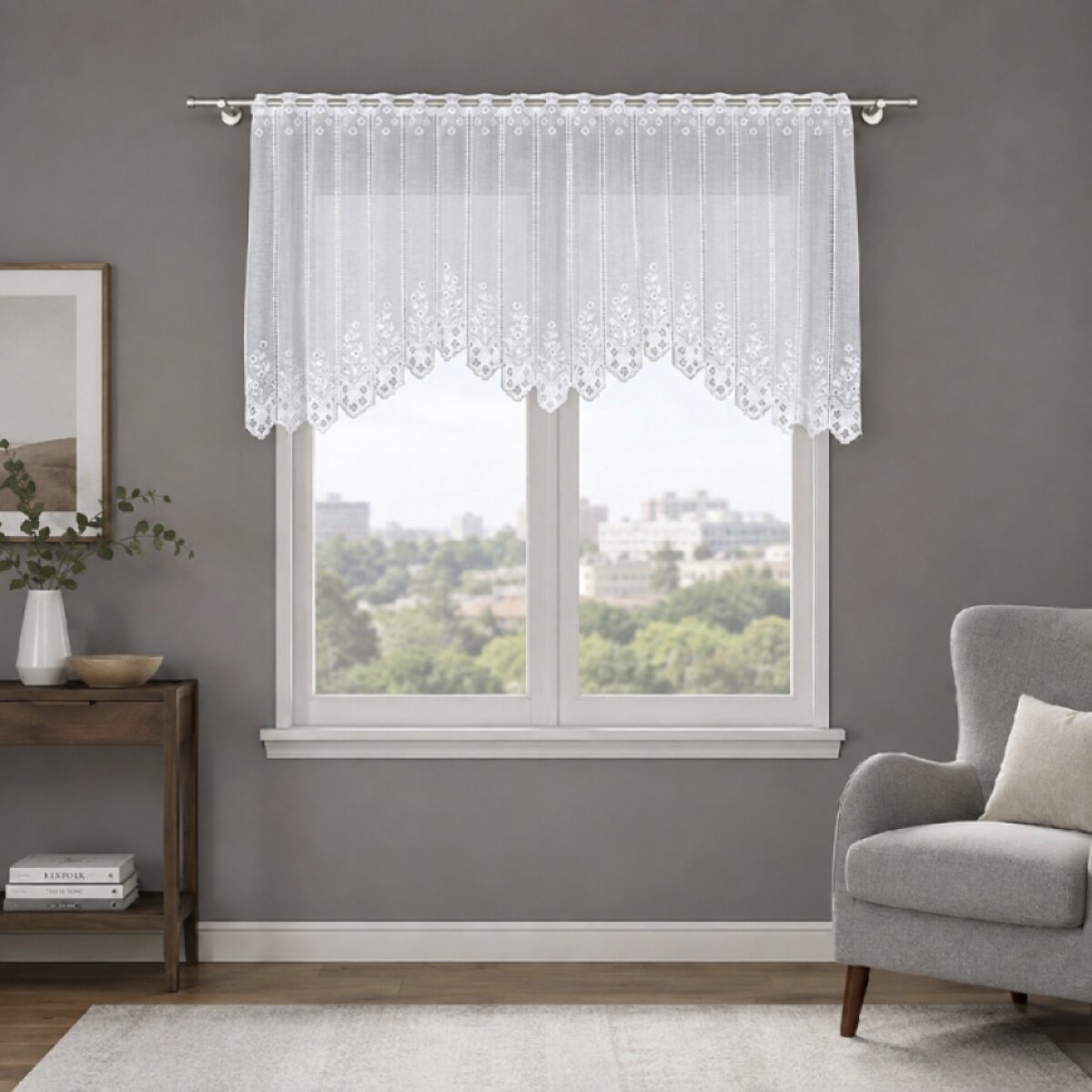Dekorační oblouková krátká záclona na garnyž nebo na žabky KLEMENTYNA 200x80 cm MyBestHome