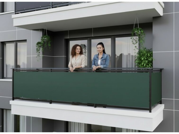 Balkonová zástěna OSLO zelená, výška 90 cm, šířka 700 cm rozteč 25 cm MyBestHome