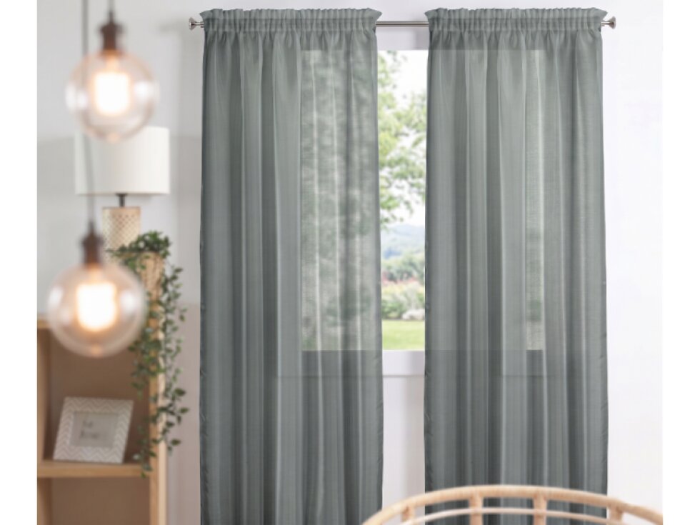 Dekorační dlouhá záclona s řasící páskou WOOD zelená 140x245 cm (cena za 1 kus) MyBestHome