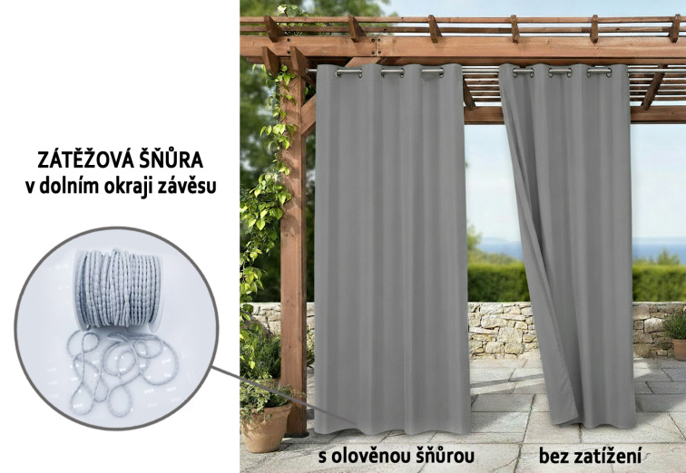 Venkovní zahradní závěs s kroužky MONTANA color 23 šedá, různé rozměry MyBestHome