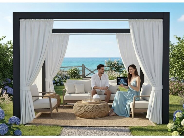 Venkovní zahradní závěs s tunýlkem BOGOTA bílá 10 různé rozměry MyBestHome