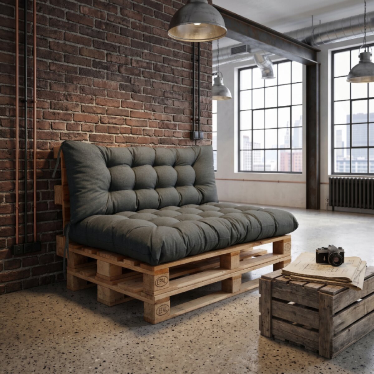 Interiérový polstr na palety LOFT – pro paletové sezení do obývacího pokoje color 02 antracit, Mybesthome