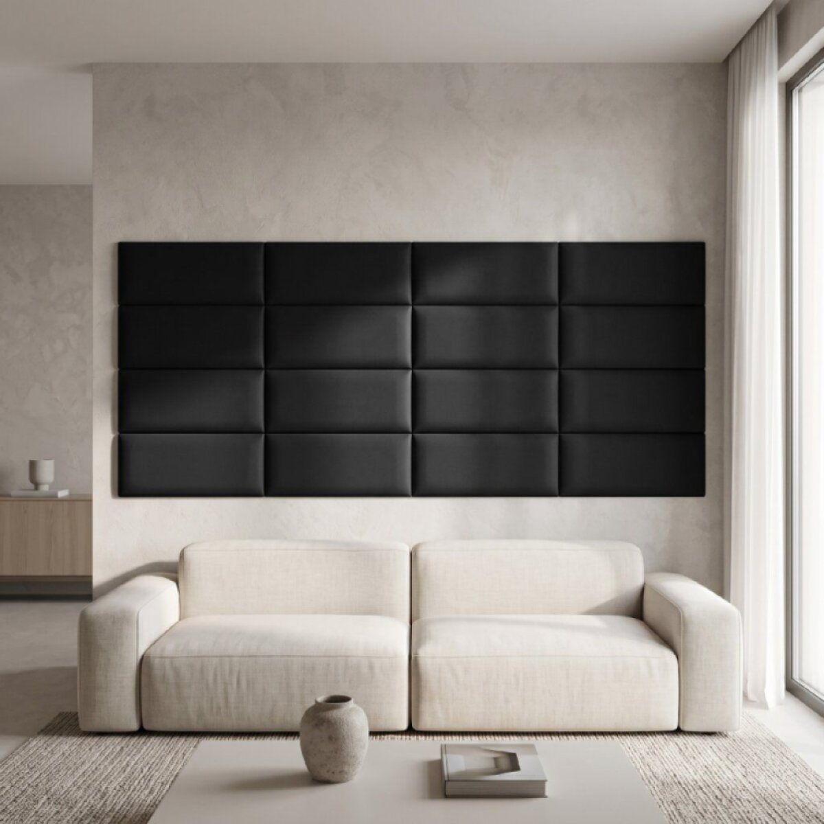 Čalouněný nástěnný panel různé rozměry x šířka 30 cm grafitová obdélník MyBestHome