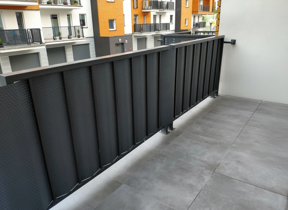 Balkonová ratanová zástěna PORI výška 90 cm, 100 cm - cena za 1 běžný metr černá/šedá MyBestHome